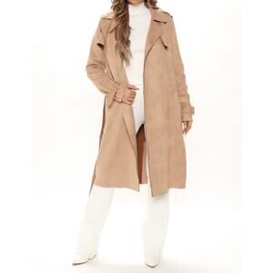 Fashion Nova Building Businesses Faux Suede Trench Coat Mocha